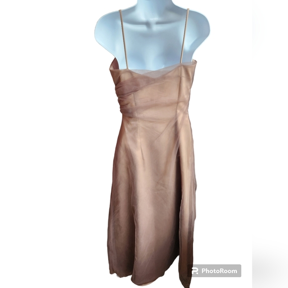 Watters & Watters Women's Dark Champagne Tulle Long Dress Size 2 - Picture 3 of 3